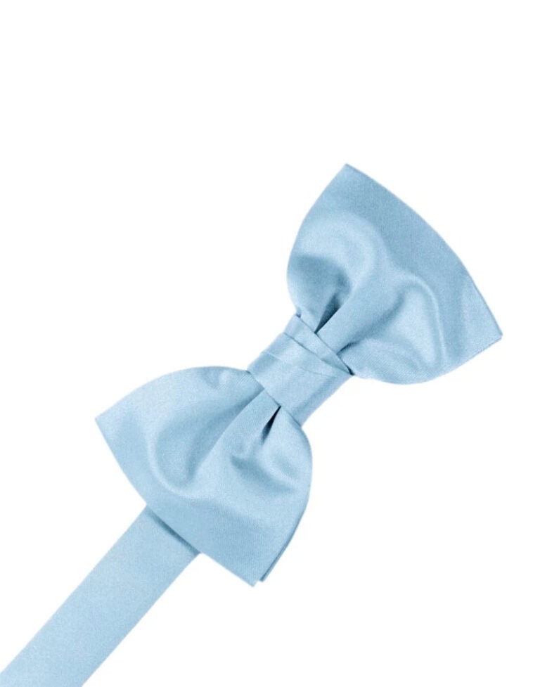Light Blue Solid Satin Bowtie