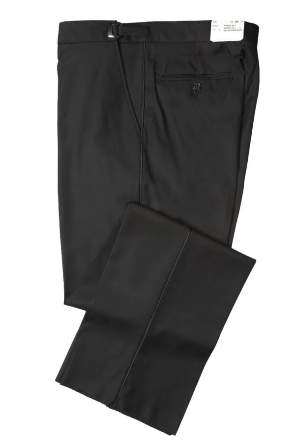 Men's Black Tuxedo Pants – Flat Front, Satin Stripe – 34 Waist X 33 Inseam
