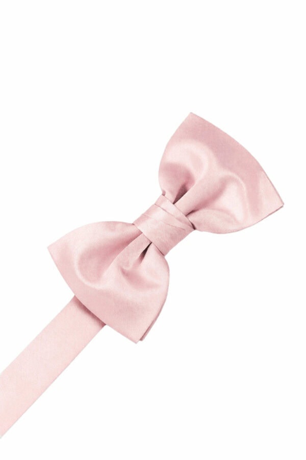 Solid Satin Pink Clip On Bowtie