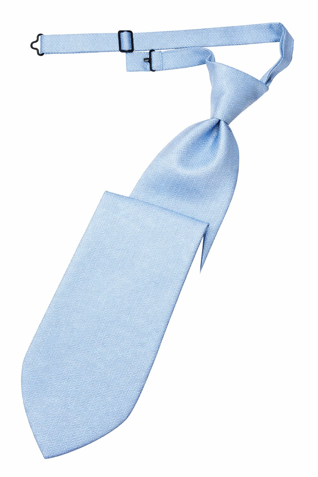 Powder blue herringbone long tie clip on