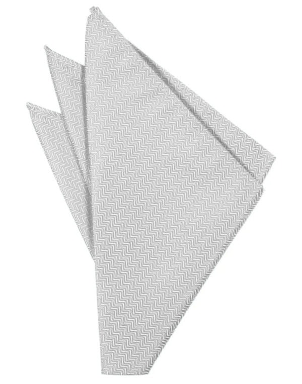 Set of three folded gray napkins with a chevron pattern, fanned out on a white background.