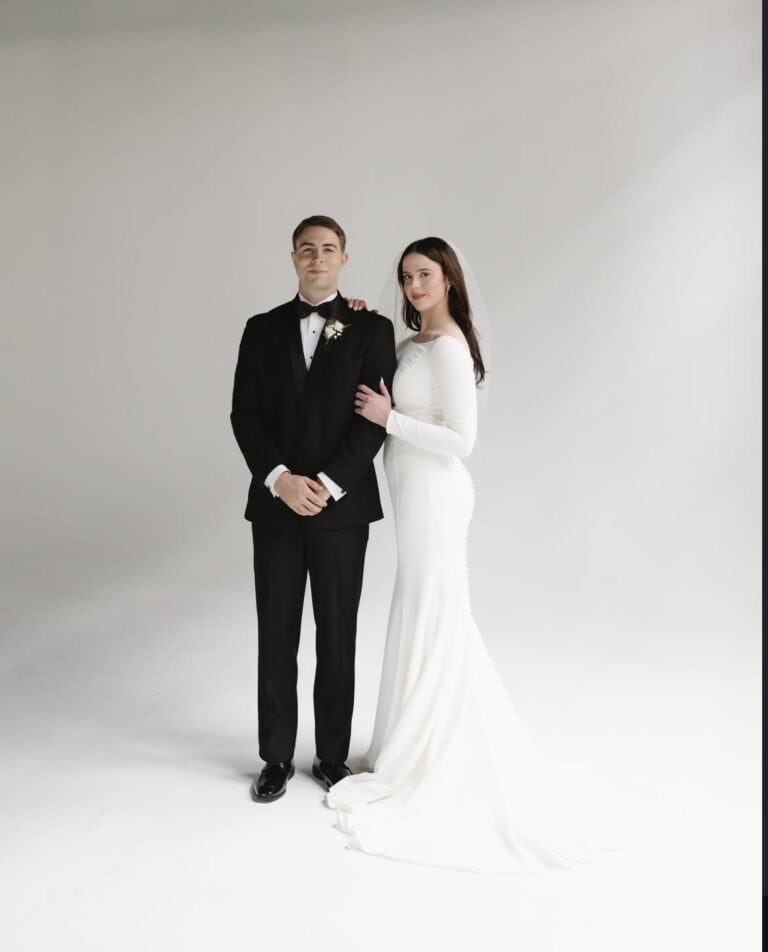 bride and groom at wedding photoshoot