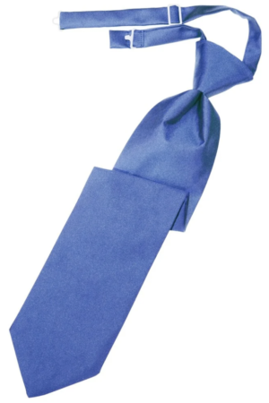 Solid Satin Cornflower Long Tie