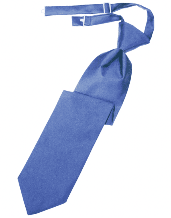 Solid Satin Cornflower Long Tie