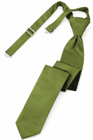Solid satin moss skinny tie clip on