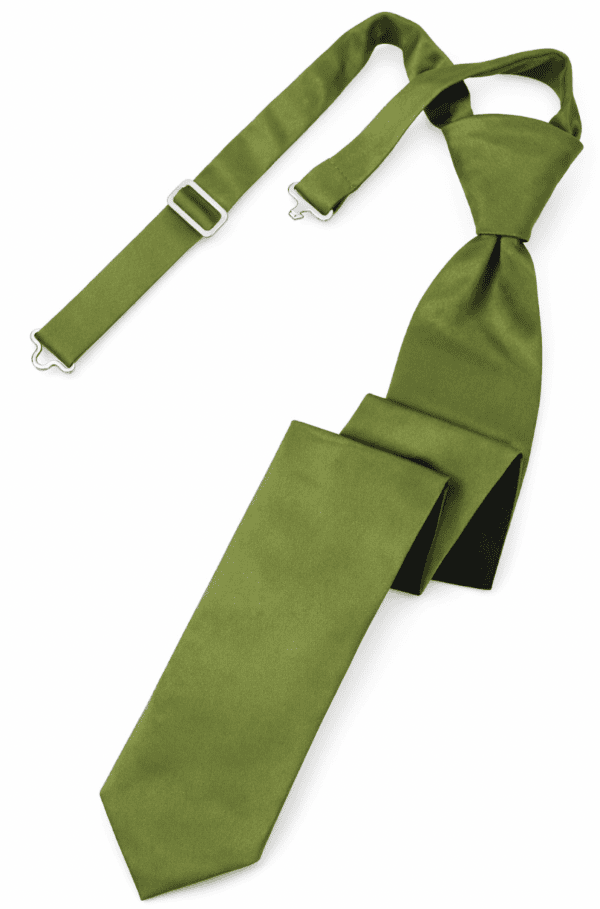 Solid satin moss skinny tie clip on
