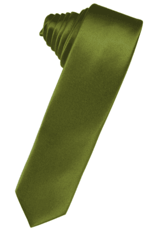Solid Satin Moss Skinny Self Tie