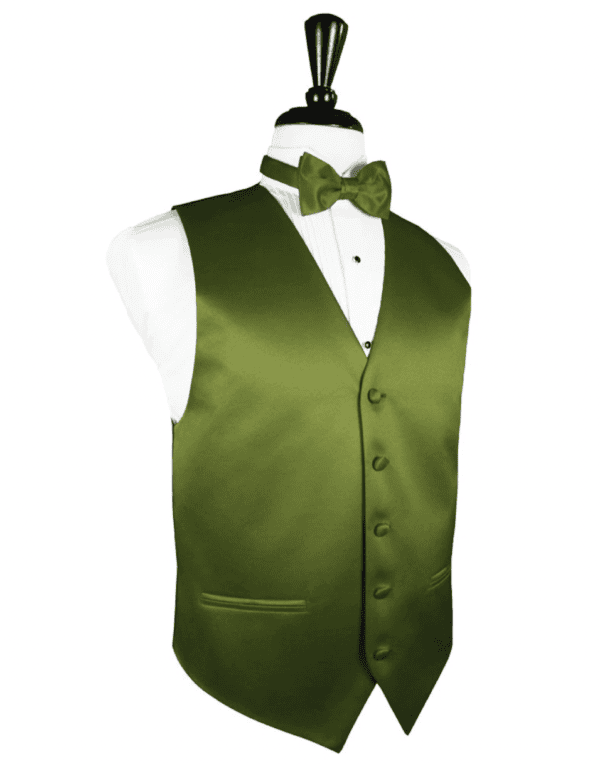 Solid Satin moss tuxedo vest