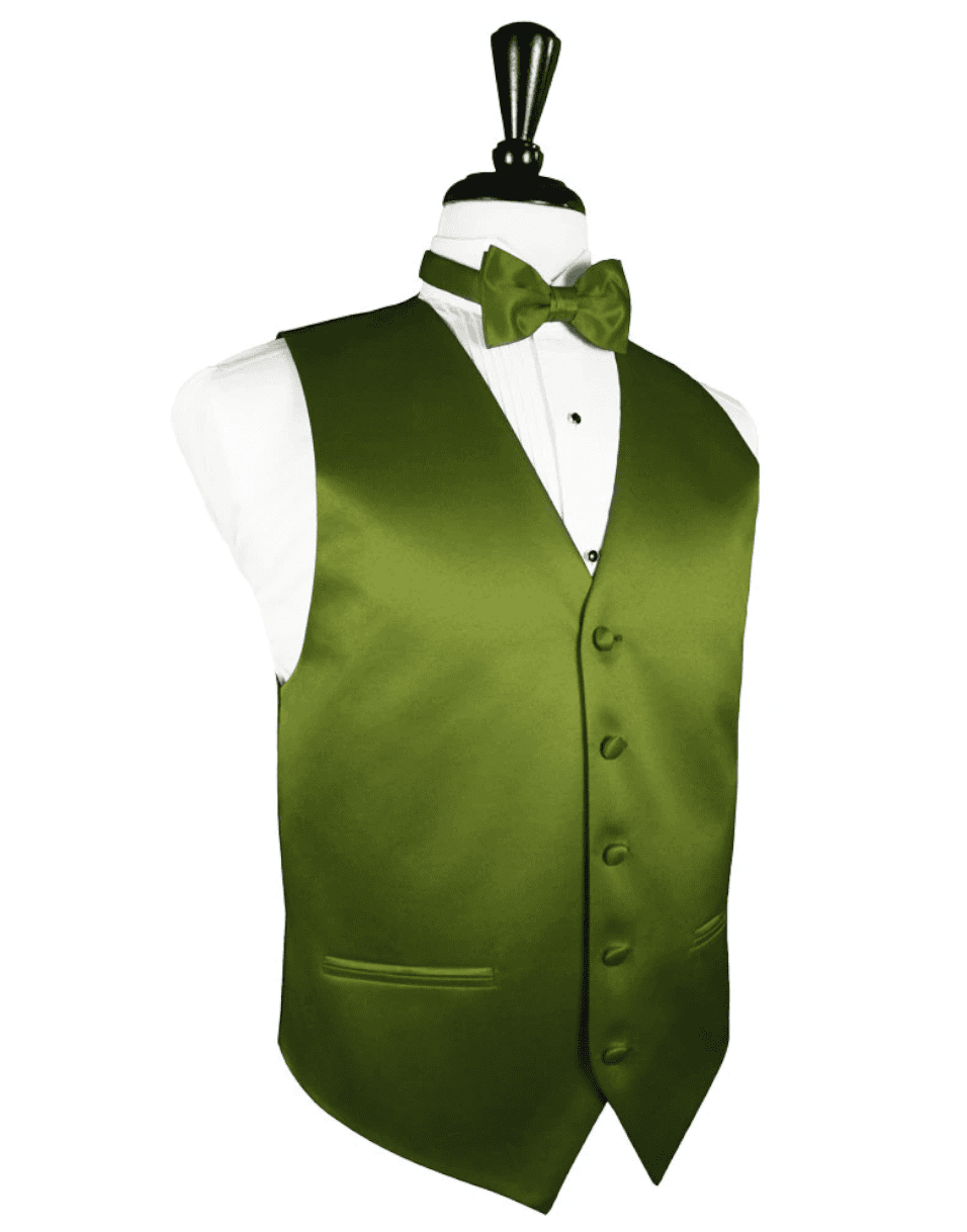 Solid Satin moss tuxedo vest