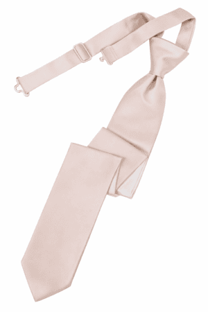 Solid Satin Blush Long Skinny Tie Pre-tied
