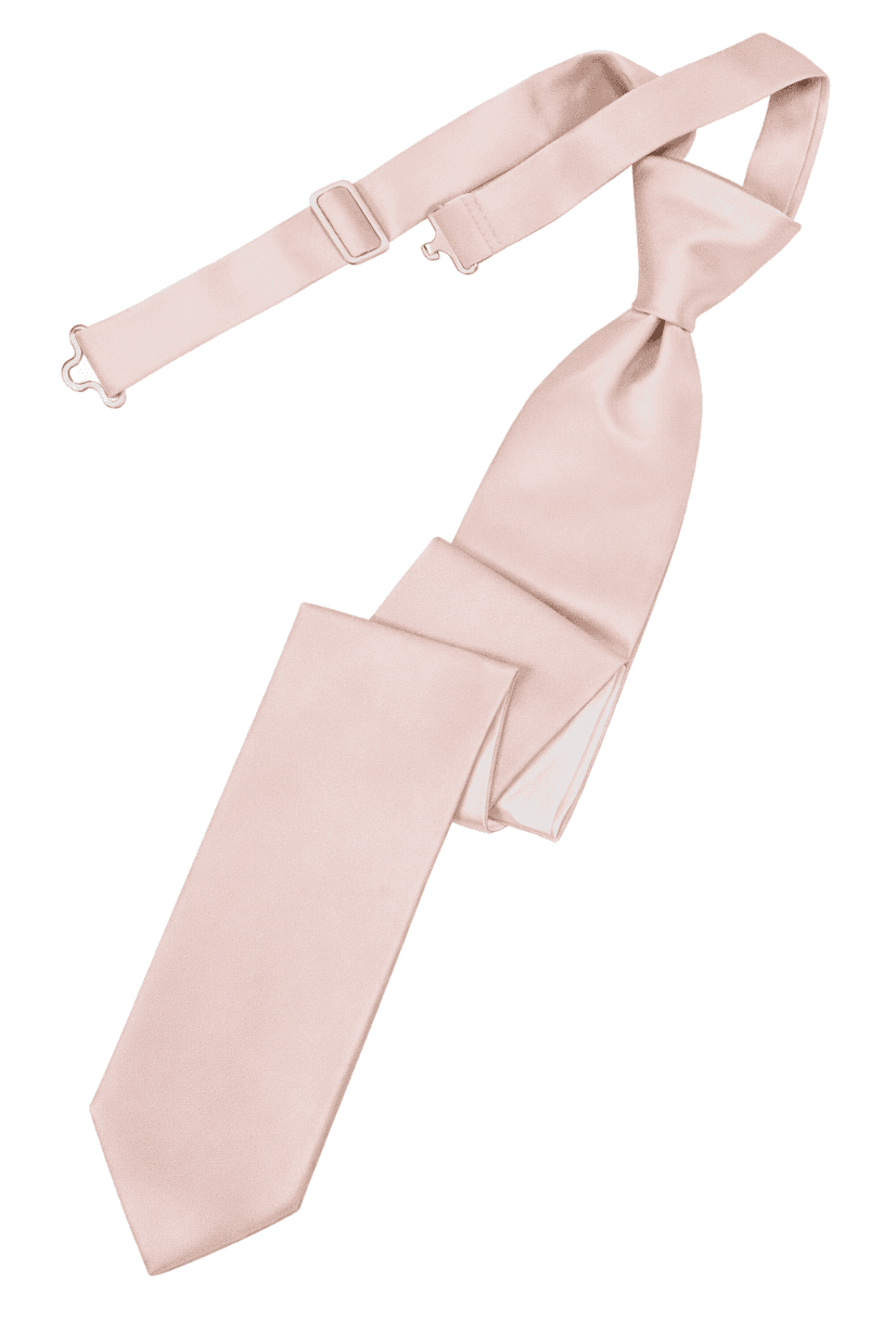 Solid Satin Blush Long Skinny Tie Pre-tied