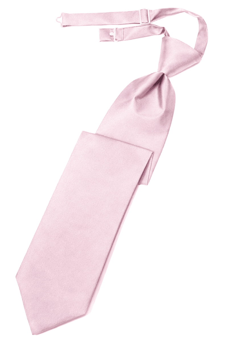 Solid Satin Pink Long Tie Clip On