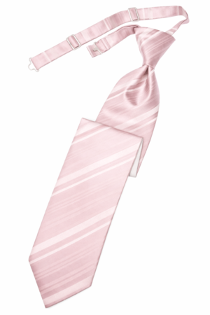 Pink striped satin long tie clip on