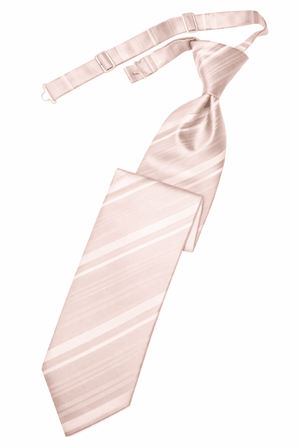Striped Satin Blush Long Tie Clip On