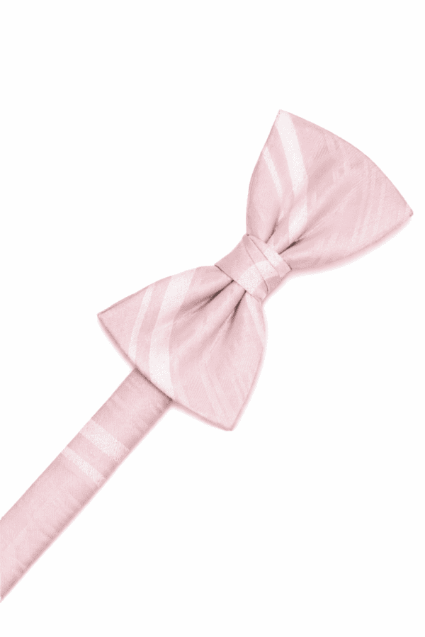 Pink striped satin bowtie clip-on