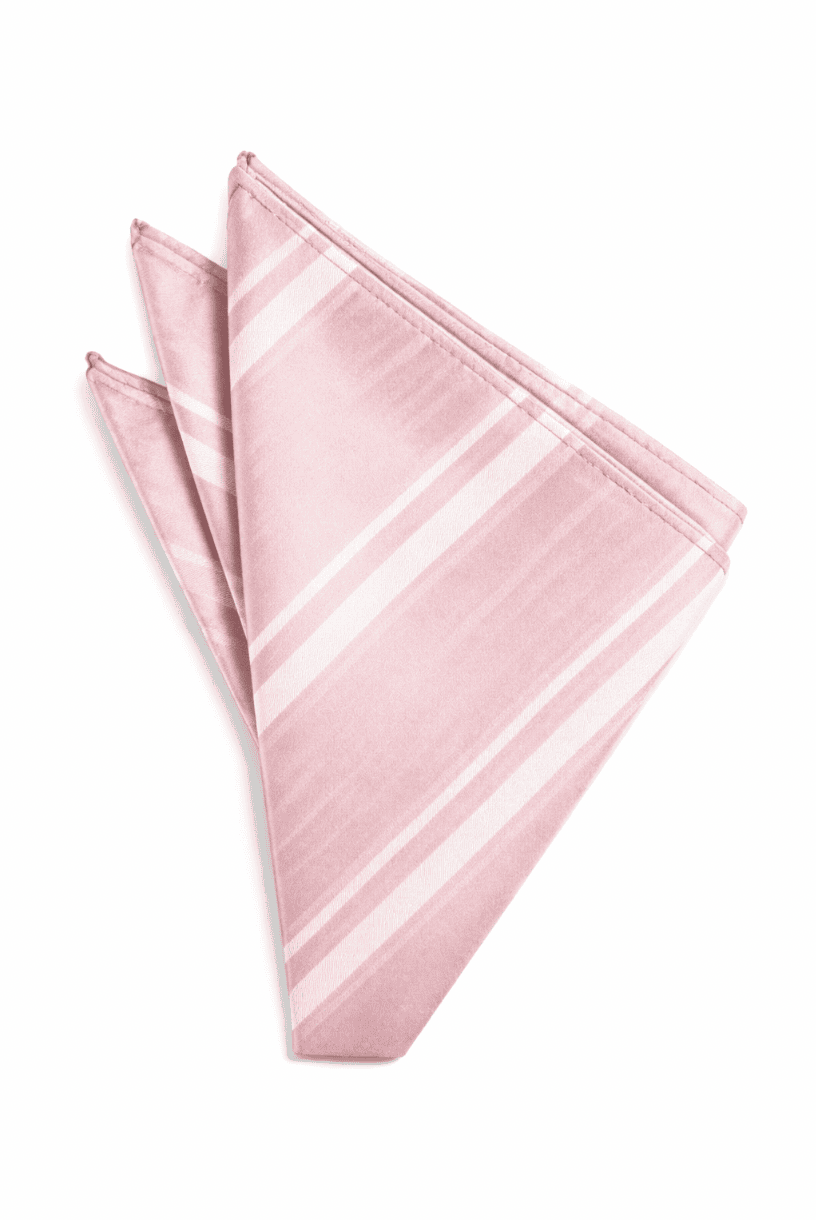 Striped Satin Pink Pocket Sq
