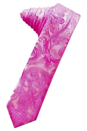 Tapestry fuchsia tie skinny self-tie