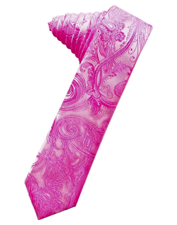 Tapestry fuchsia tie skinny self-tie