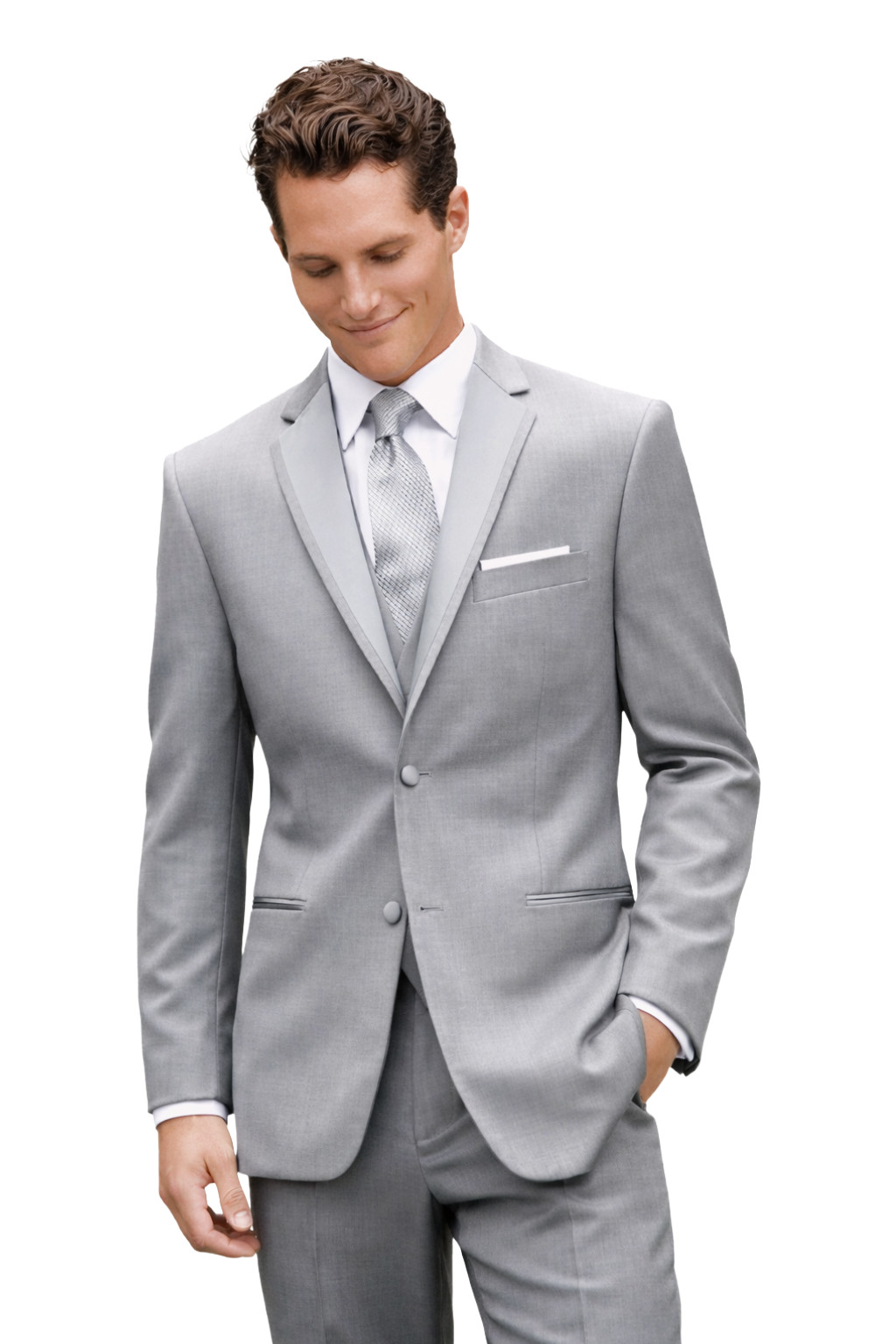 man wearing a grey Madison tuxedo