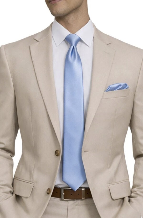 man modeling tan suit rental