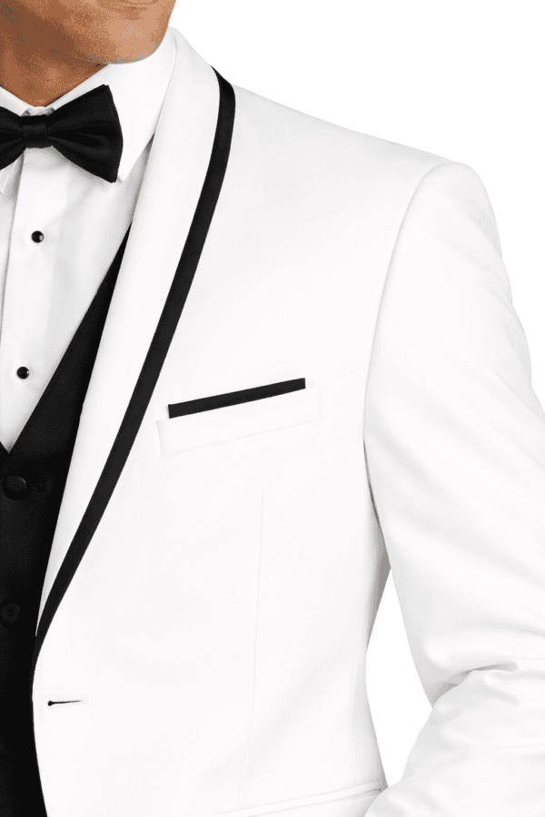 White waverly tuxedo details