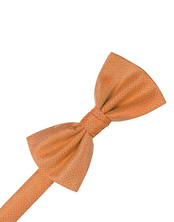 Tangerine Herringbone Bowtie