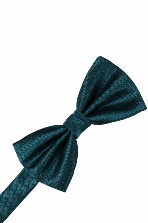 Teal Herringbone Bowtie