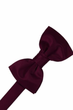 Wine Solid Satin Bowtie