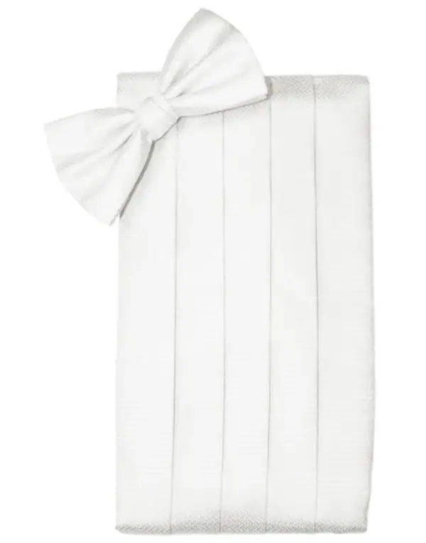 herringbone white cummerbund
