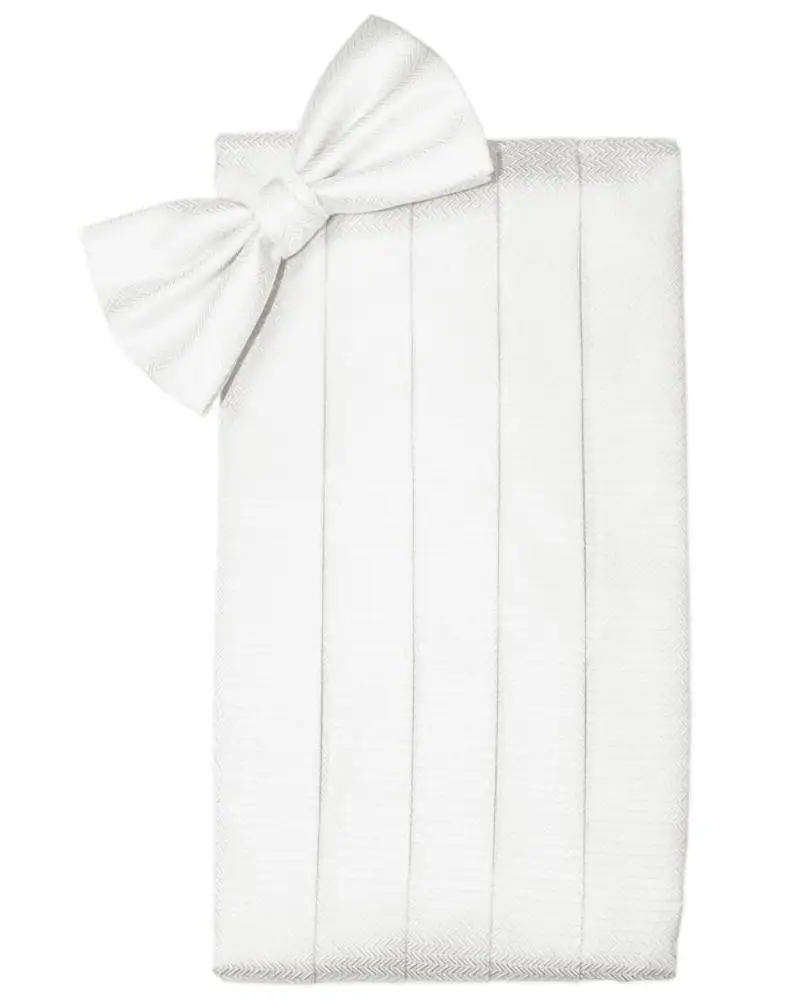 herringbone white cummerbund