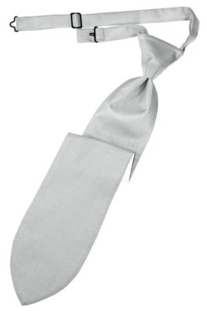 Grey necktie with a tied knot and adjustable strap, shown diagonally across the image.