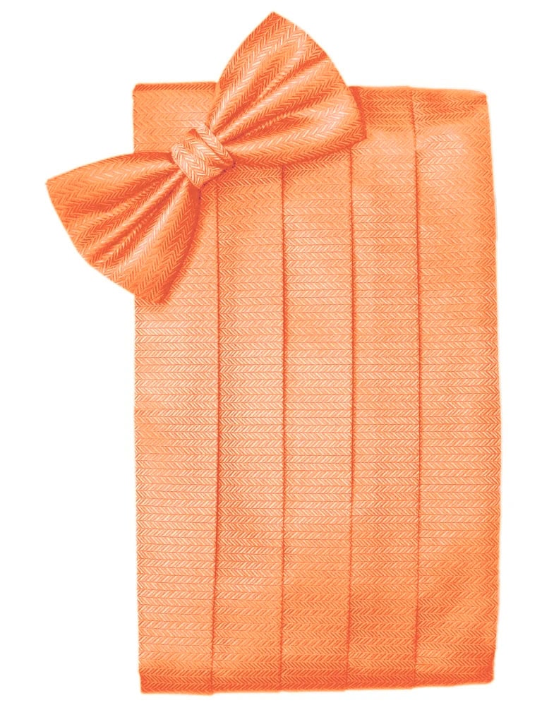 Orange gift box wrapped with a textured ribbon and a large bow on top, ready for gifting.