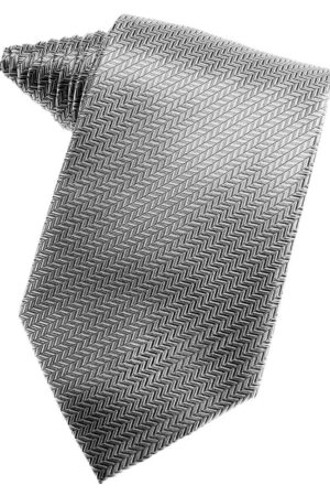 Silver Herringbone Suit Tie