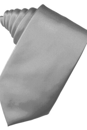 Silver Solid Satin Suit Tie