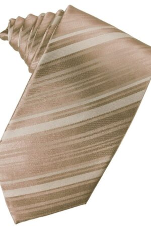 Latte Striped Satin Suit Tie