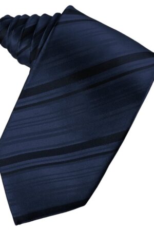 Midnight Blue Striped Satin Suit Tie