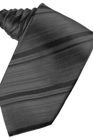 Pewter Striped Satin Suit Tie