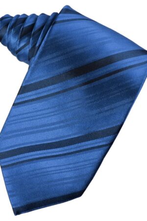 Royal Blue Striped Satin Suit Tie