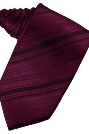 Wine Striped Satin Suit Tie