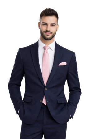 man modeling navy suit rental
