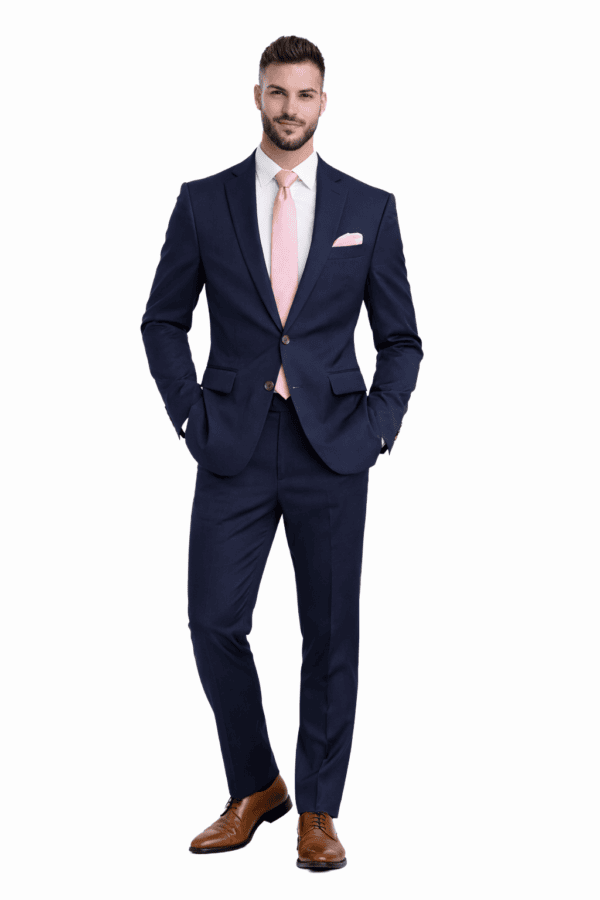 man modeling navy suit rental