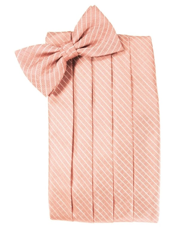Pink striped gift box wrapped with a matching bow on top, ready for gifting.