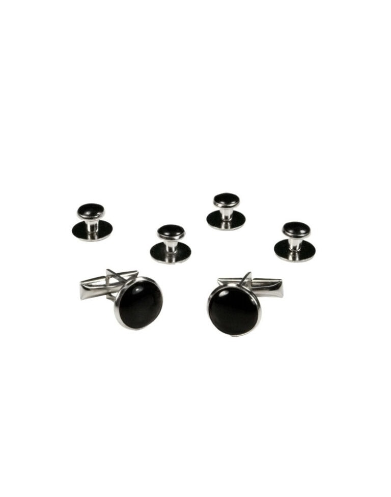 Black and Silver Studs & Cufflinks Set