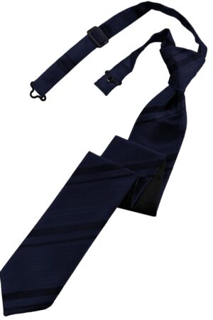 Midnight Blue Striped Satin Skinny Tie