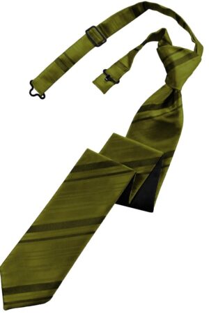 Moss Striped Satin Skinny Tie