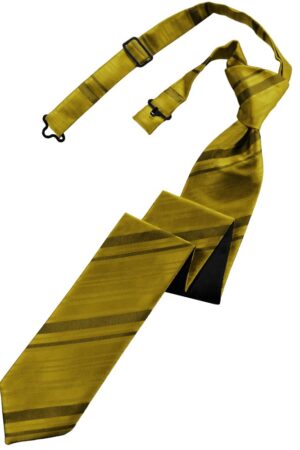 New Gold Striped Satin Skinny Tie