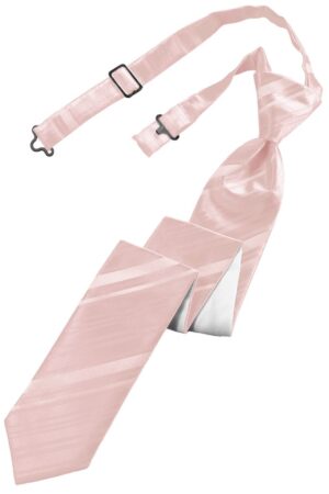 Pink Striped Satin Skinny Tie