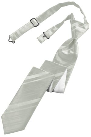 Platinum Striped Satin Skinny Tie