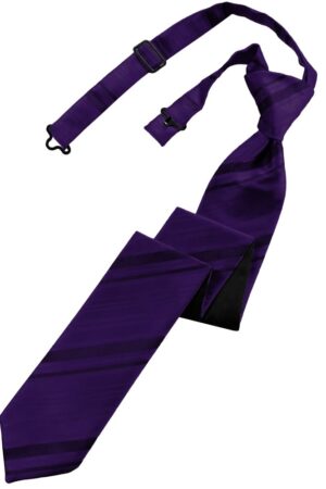 Purple Striped Satin Skinny Tie