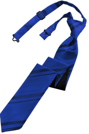 Royal Blue Striped Satin Skinny Tie